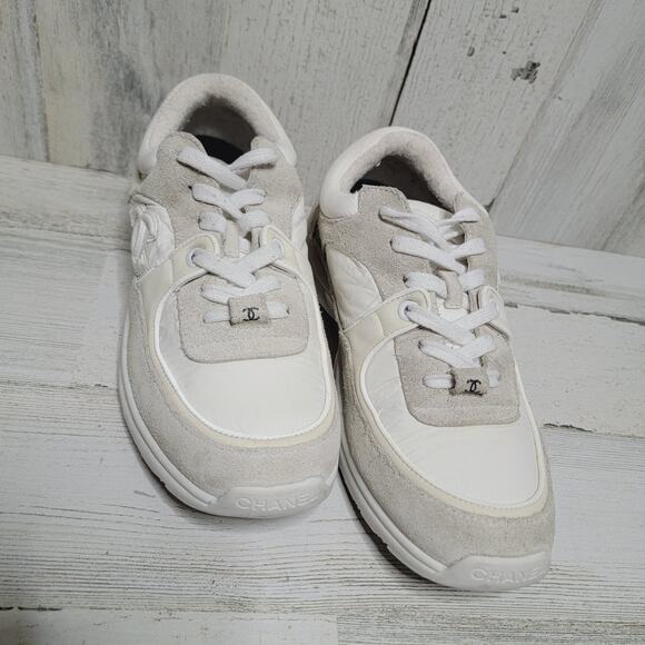 CHANEL White and Gray Sneakers - Picture 2 of 13